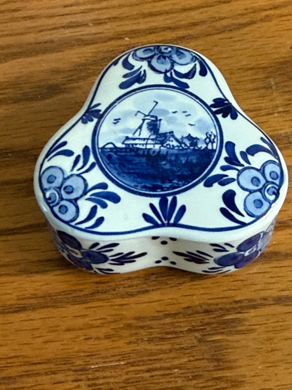 Delfts Blauw Trinket Box Small Blue Windmill Dutch Decor Jewelry Storage